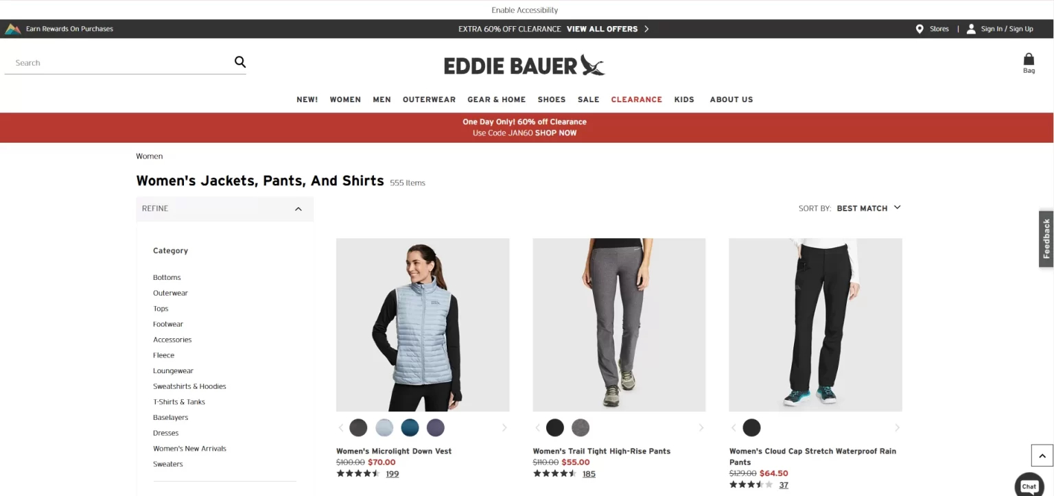 A website with poor personalization and localization experience